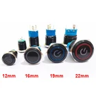 Черный кнопочный переключатель 12161922 мм, Водонепроницаемый светодиодный светильник, металлические плоские мгновенные переключатели с индикатором питания 5 В, 12 В, 24 В