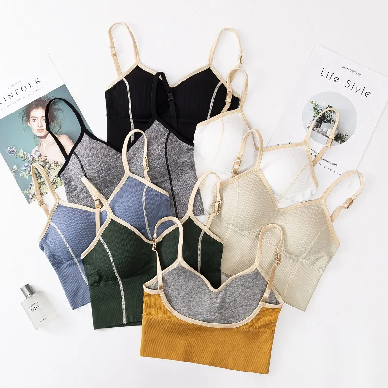 

Summer Girls Tank Crop Top Seamless Sexy U-shaped Back Tube Tops Female Sports Underwear Bra Bralette Brassiere