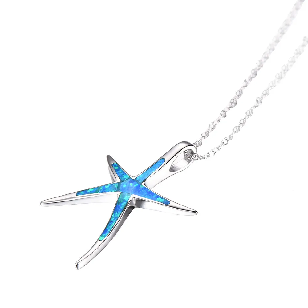 

Women Sterling Silver Charm starfish Pendant Sweater Necklace clothing Jewelry Ornament accessories Valentine's Day Gift