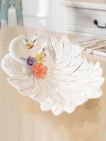 swan fruit plate creative modern living room simple ceramic tea table decoration candy marriage european household