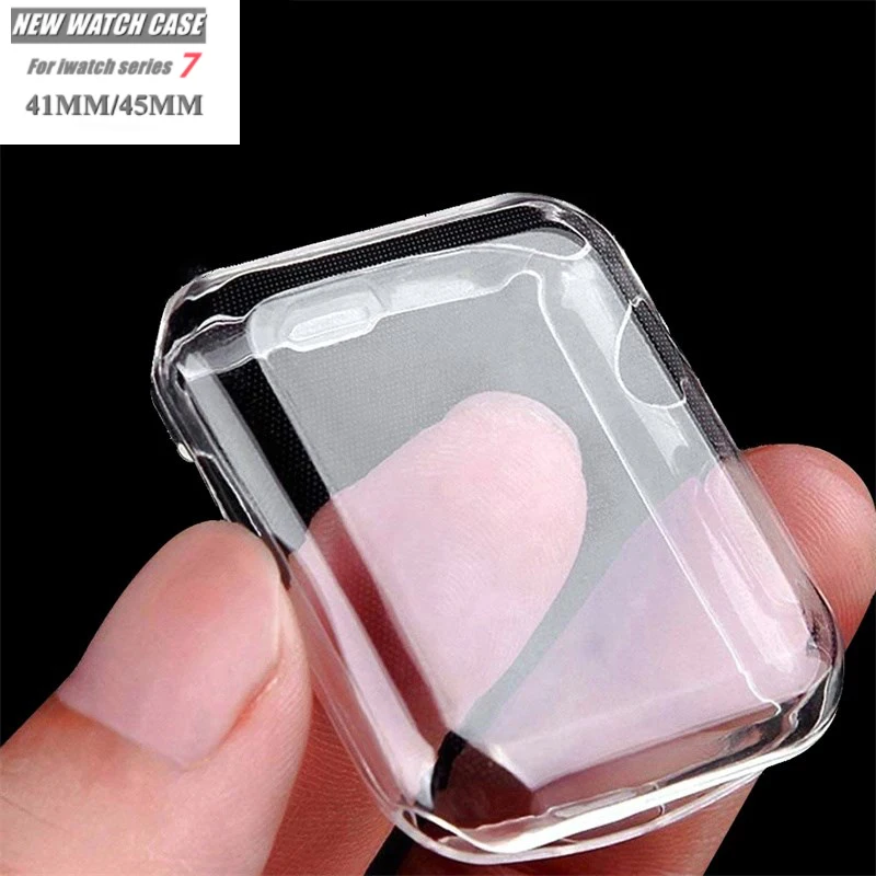 

Чехол для Apple Watch 7 6 SE 5 4 3 2 41 мм 45 мм 42 мм 38 мм, мягкая прозрачная защитная пленка из ТПУ для iWatch 7 6 5 4 3 44 мм 40 мм, 360