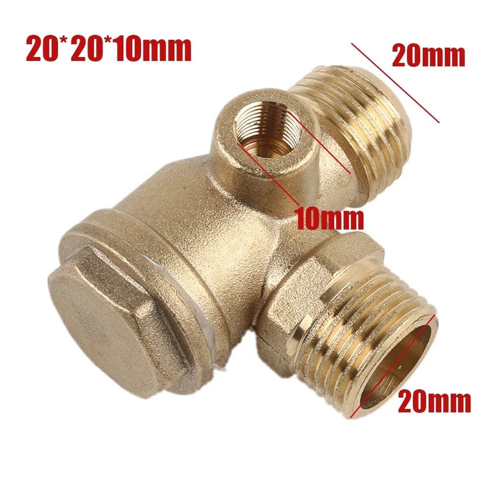 Check Valve Repartment Air Compressor 3-port Brass Male Threaded Check Valve Connector Tool 20*20*10mm