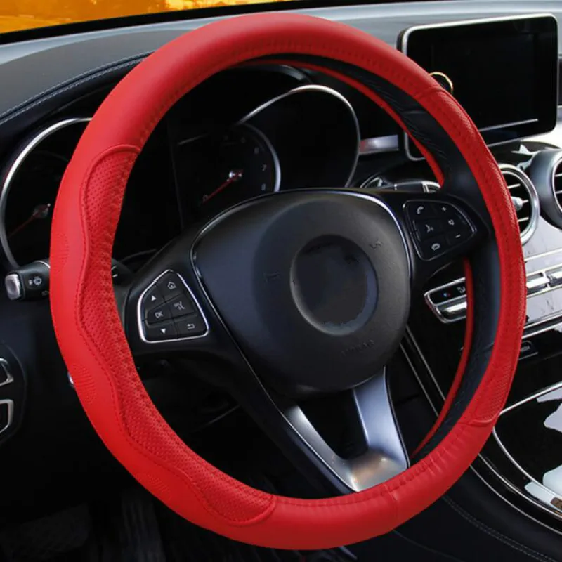 6 цветов рулевого колеса автомобиля крышки Универсальный Автомобильный Volant Кожаная оплетка на руль рулевого колеса, с нескользящей подошвой, принципиально Авто Стайлинг