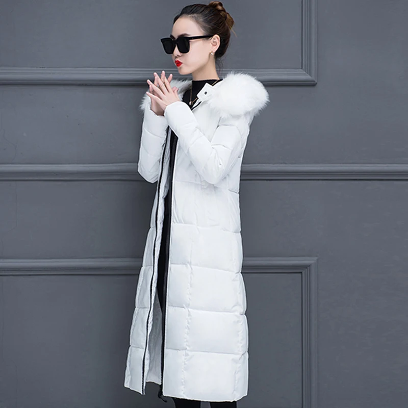 

Parkas Women White Long Sleeve Hooded Zipper Plus Size Casual Female Outwear Warm Jacket Autumn And Winter 2021