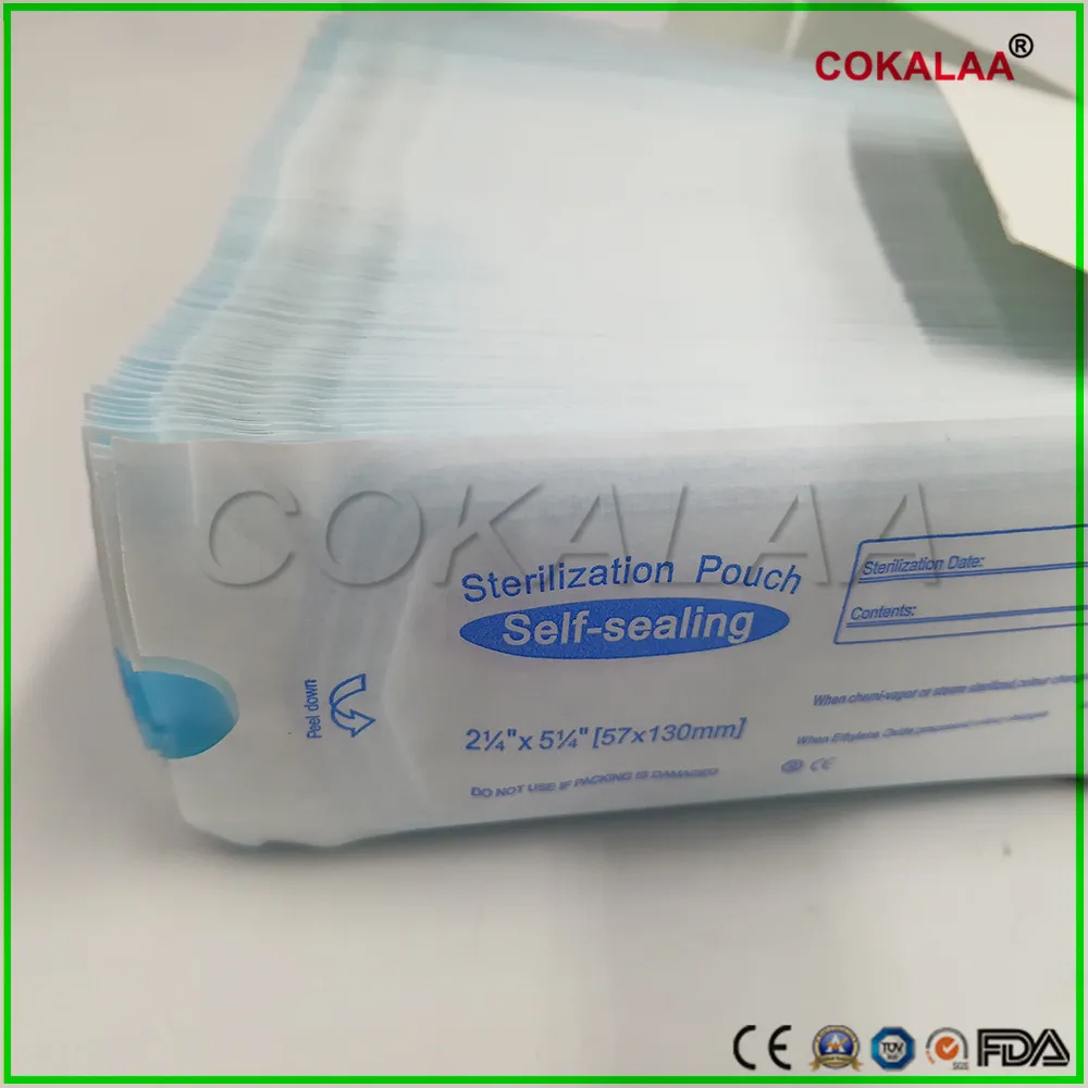 

Disposable Dental Tool Storage Bag 57* 130 MINI Self Sealing Sterilization Pouch Medical Grade Paper