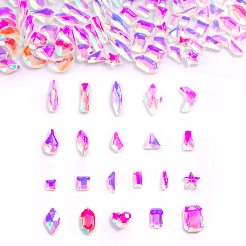 

Mixed Shape Bling Charms Glass Flat Back Rhinestones DIY Nail Salon Accessories For Nail Studio 50Pcs/Bag