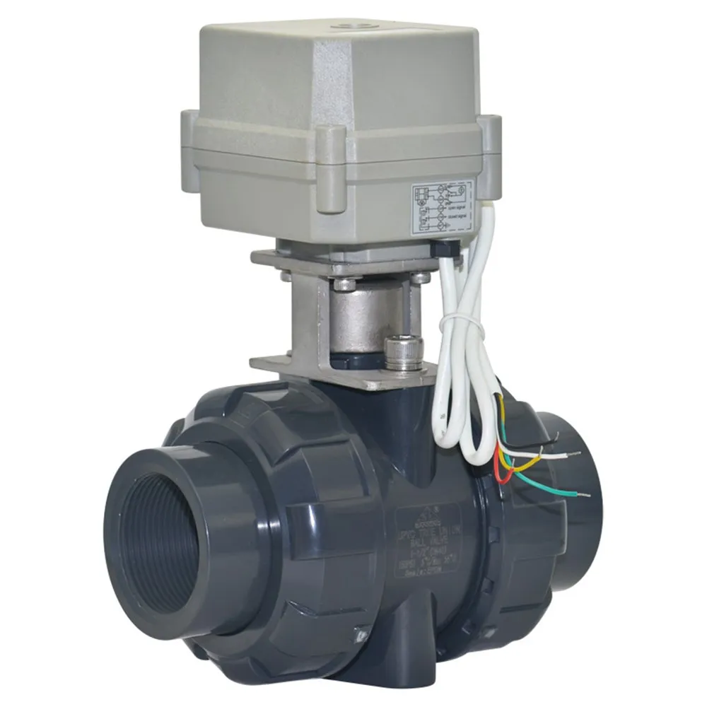 DN50 2 ''BSP/NPT ходовой моторизованный шаровой клапан 110 230VAC полный порт UPVC/pvc