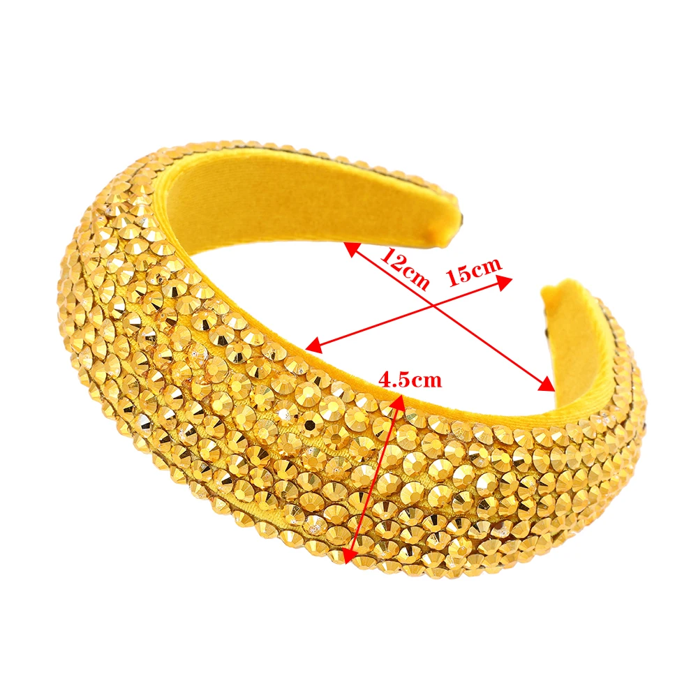 

American Baroque water drill headband female geometric wide edge full diamond colorful thickened sponge party headdress