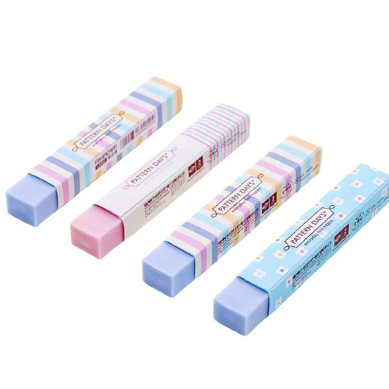 

4PCS Cute Candy Color Long Strip Soft Stationery Eraser Rubber Correction Supplies Random Color