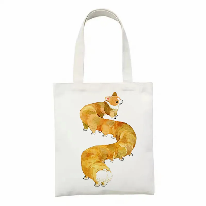 

Funny cartoon tote bags for Ladies large capacity Female canvas shopping bag Dogs print Women Eco travel Canvas Tote Bag 2021