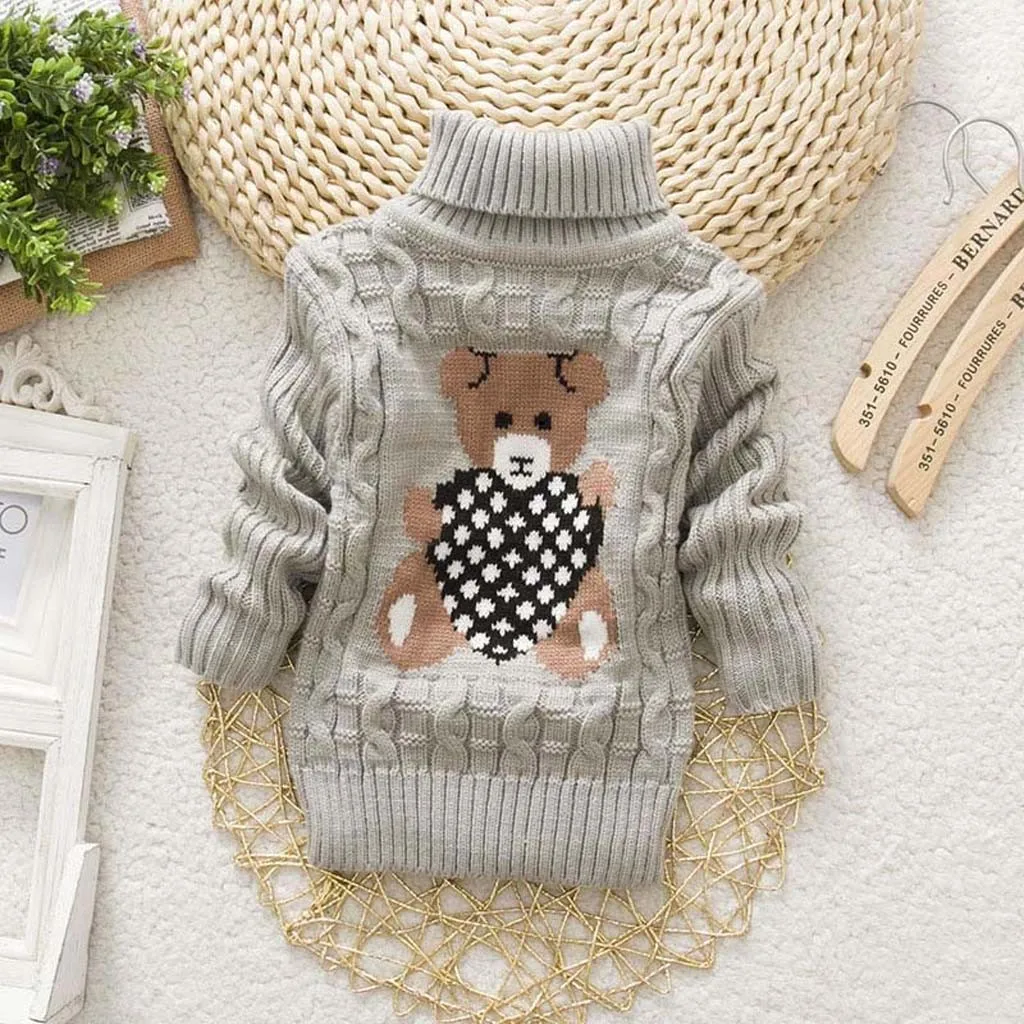 

Baby sweater winter kid boys girls winter sweater long sleeve cartoon print thick warm sweater winter tops for baby
