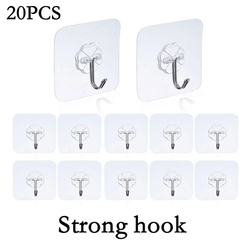 

Transparent Strong Self Adhesive Door Wall Hangers Hooks Magic Hook Transparent Wall Kitchen Strong Sticky Sucker Heavy Hanging