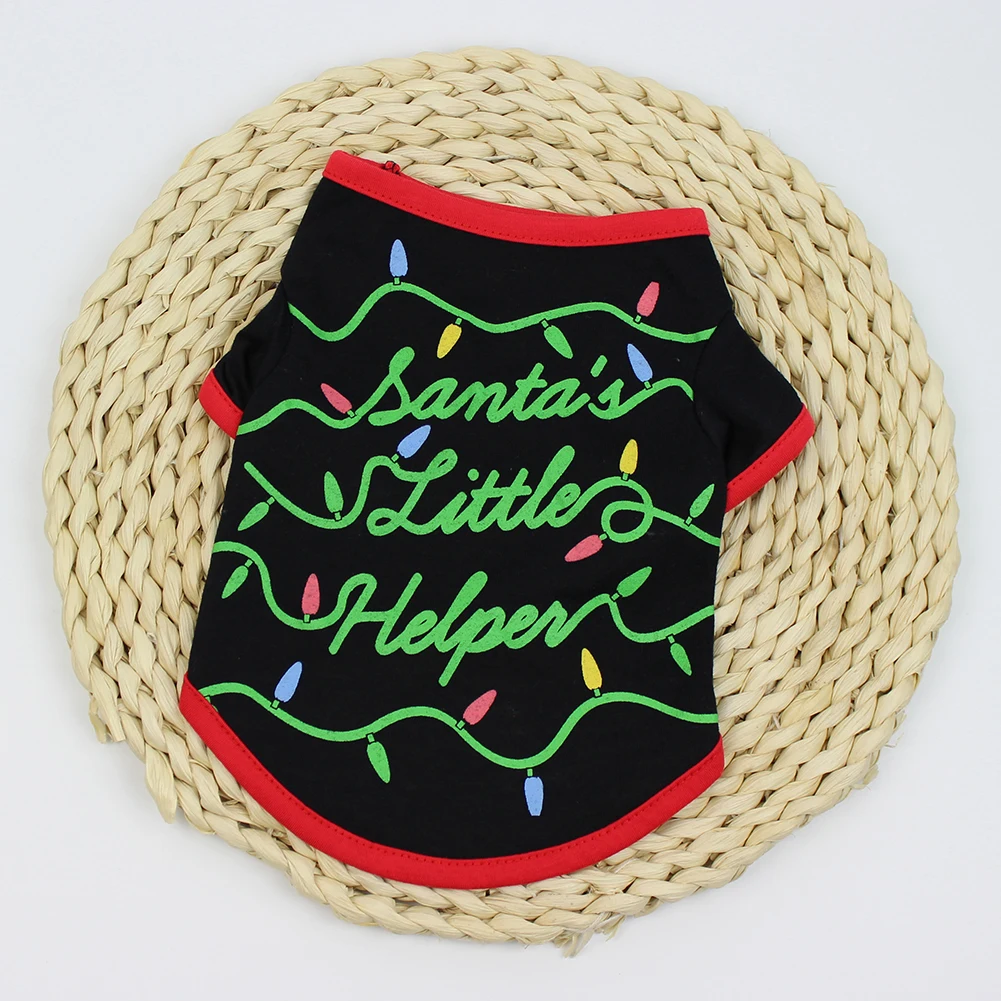 НОВАЯ РОЖДЕСТВЕНСКАЯ домашняя собака легкое пальто с принтом милый костюм