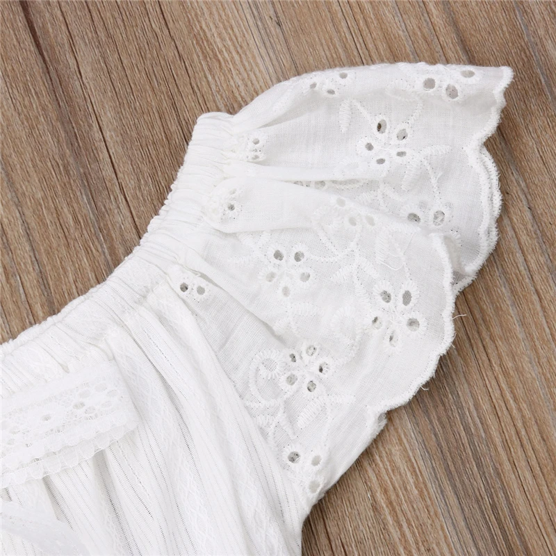 Новый комплект одежды для маленьких девочек кружевная футболка с открытыми