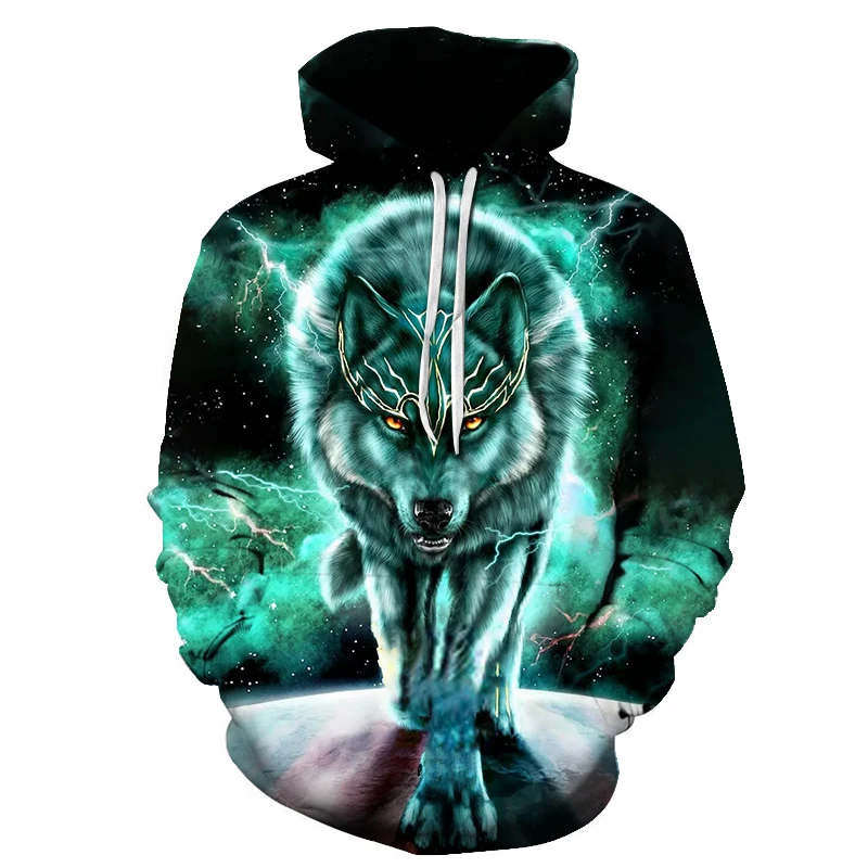 

Fantasy fox wolf men and women trend thickening warm autumn and winter fashion streetwear personalized hoodie 3D printing