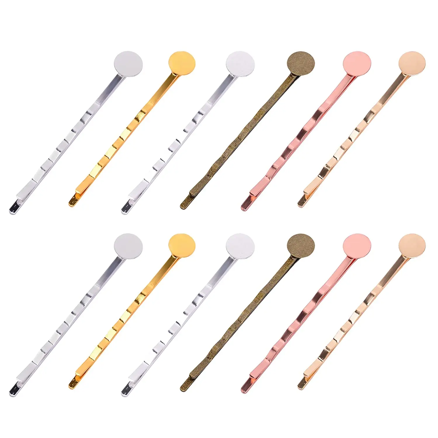 

60 PCS 6 Colors Hair Bobby Pins Iron Hair Clips with 8mm Tray Hair Pins Setting Hairpin Cabochons Bases for DIY Hair Accessories