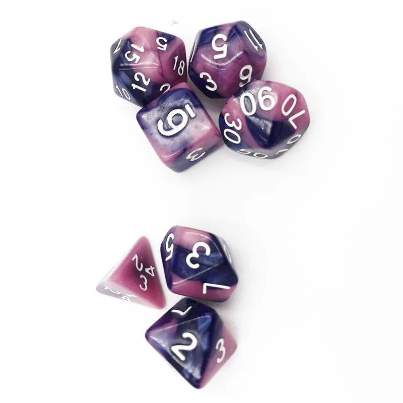 7 шт./компл. многогранные DnD смешанные Цвет кости для ролевой игры «Подземелья и Драконы настольные игры D4, D6, D8, D10, D%, D12, D20