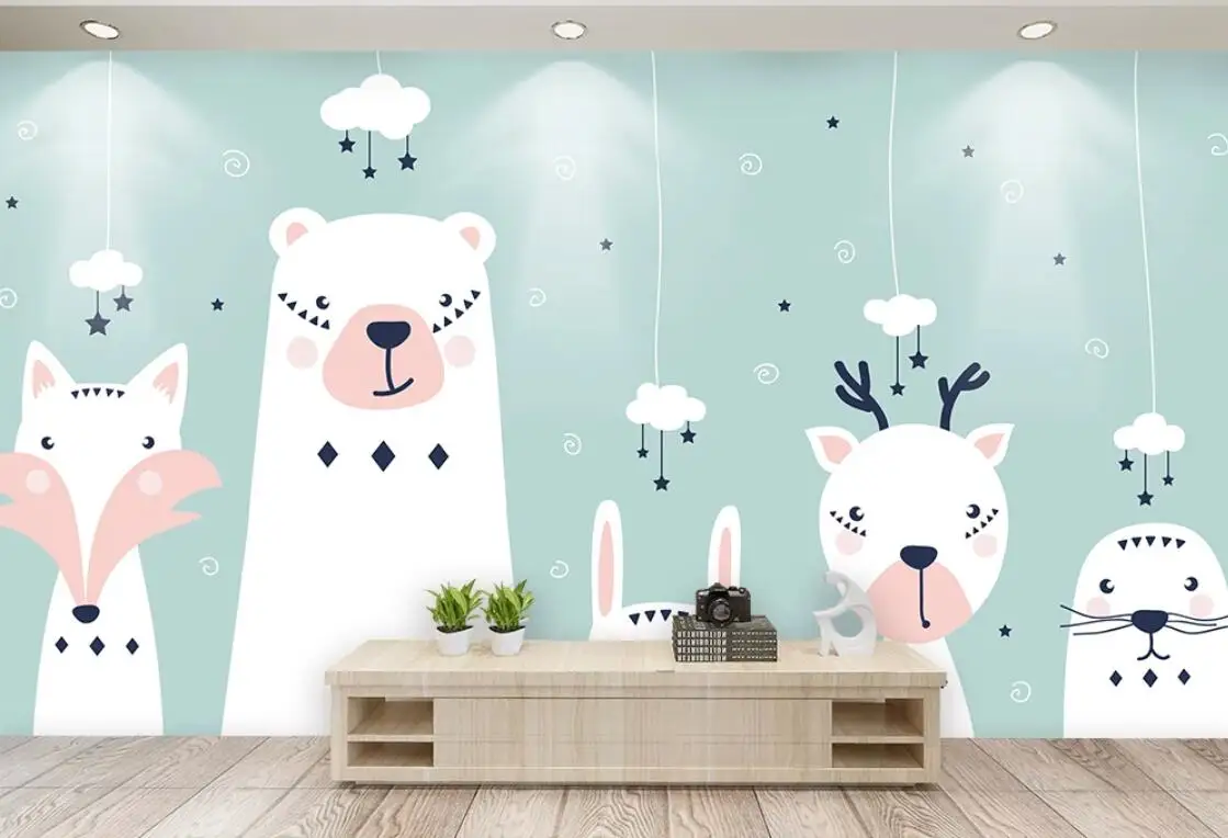 

Белая картонная 3d-фотобумага с животными, Настенная роспись, художественная настенная живопись, печатные настенные бумаги, настенные бумаг...