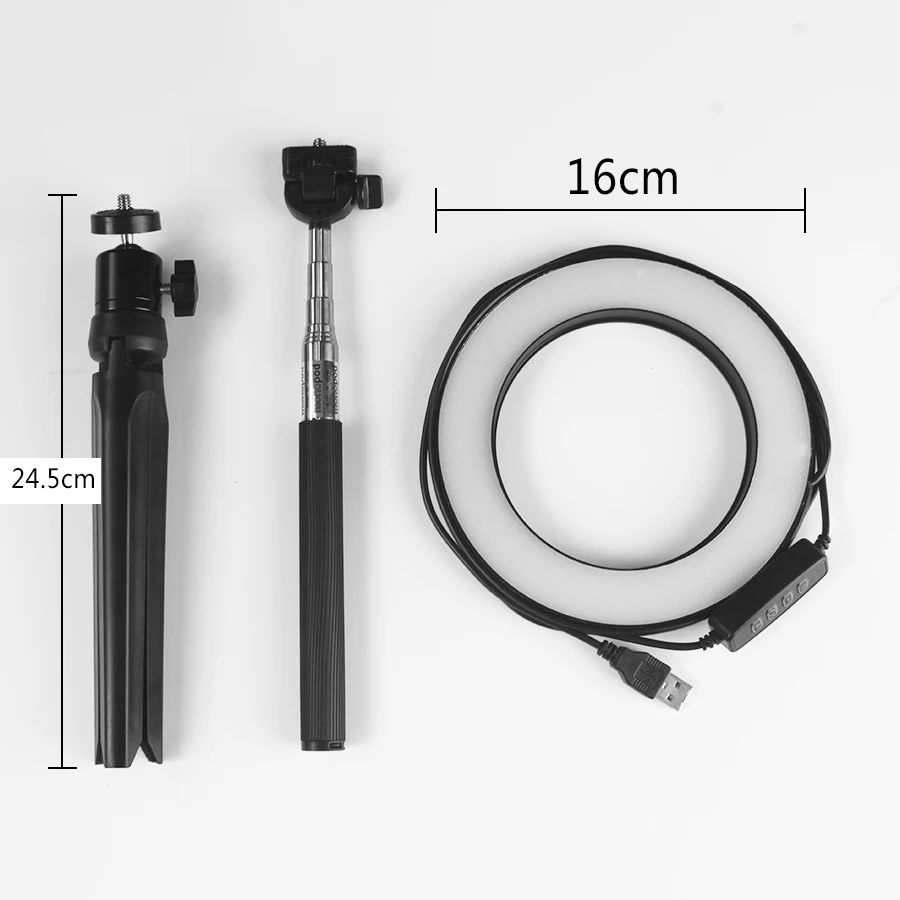 

Mini Photo Studio LED Camera Ring Light Dimmable Phone Video Lamp With Tripod Selfie Stick Fill Light For Live Makeup Lighting
