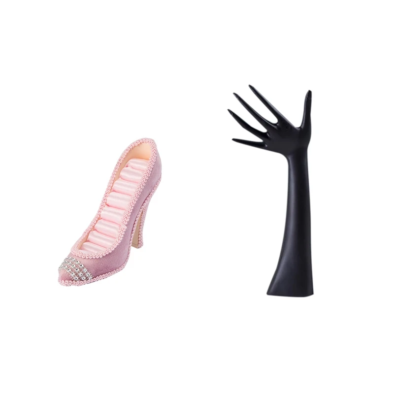 

2 Pcs Bracelet Ring Jewelry Stand Jewelry Display Stand, Pink & Black