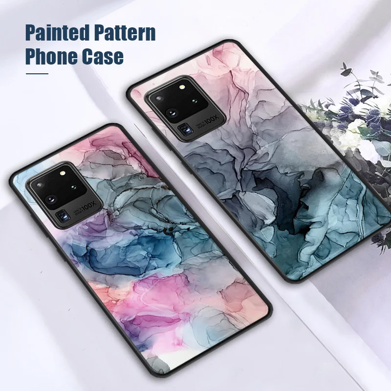 

Full Cover Watercolor Painted Case for Samsung A51 A21S A31 A11 A41 Ink Brush Marble Pattern Case for Galaxy A71 M31 M21 M11 M01