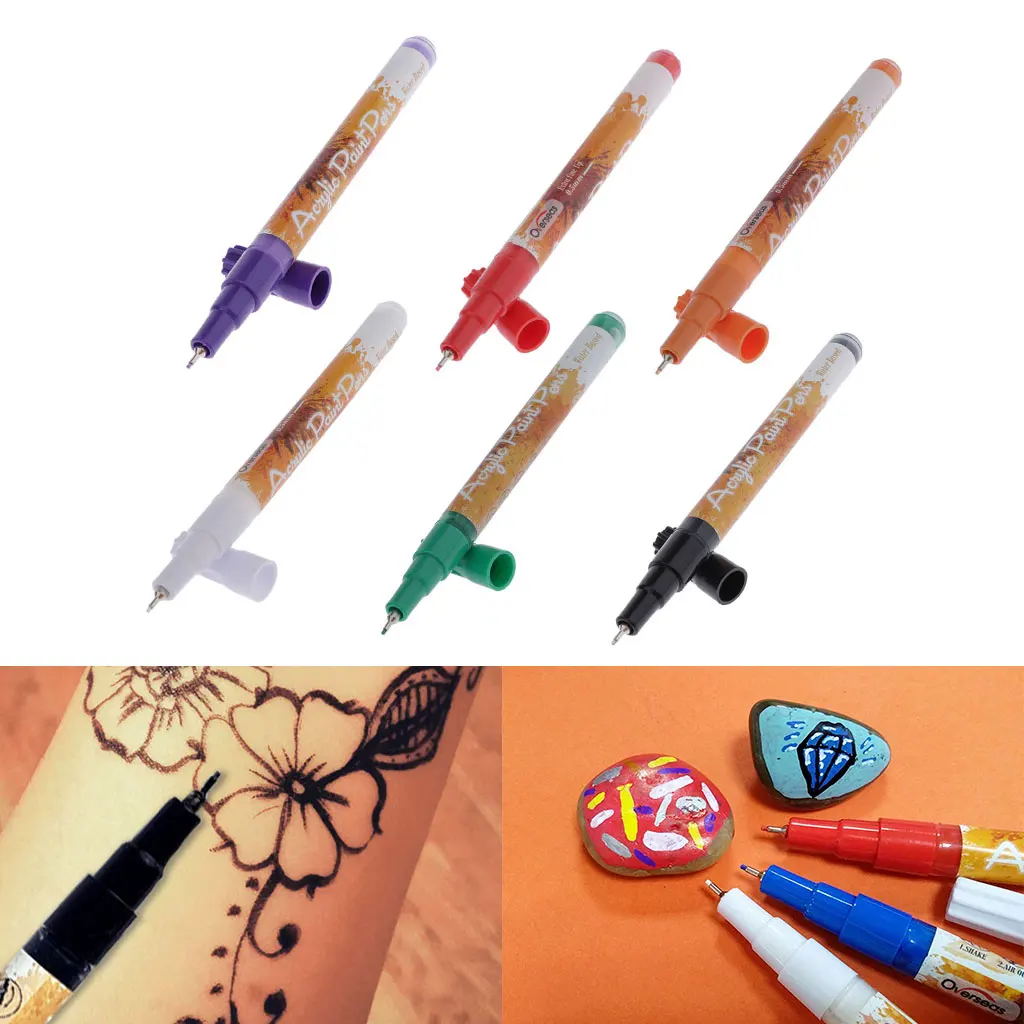 

Premium Paint Pens - Acrylic Markers Extra Fine Tip for DIY Arts and Crafts Projects - 5 Colors to Choose
