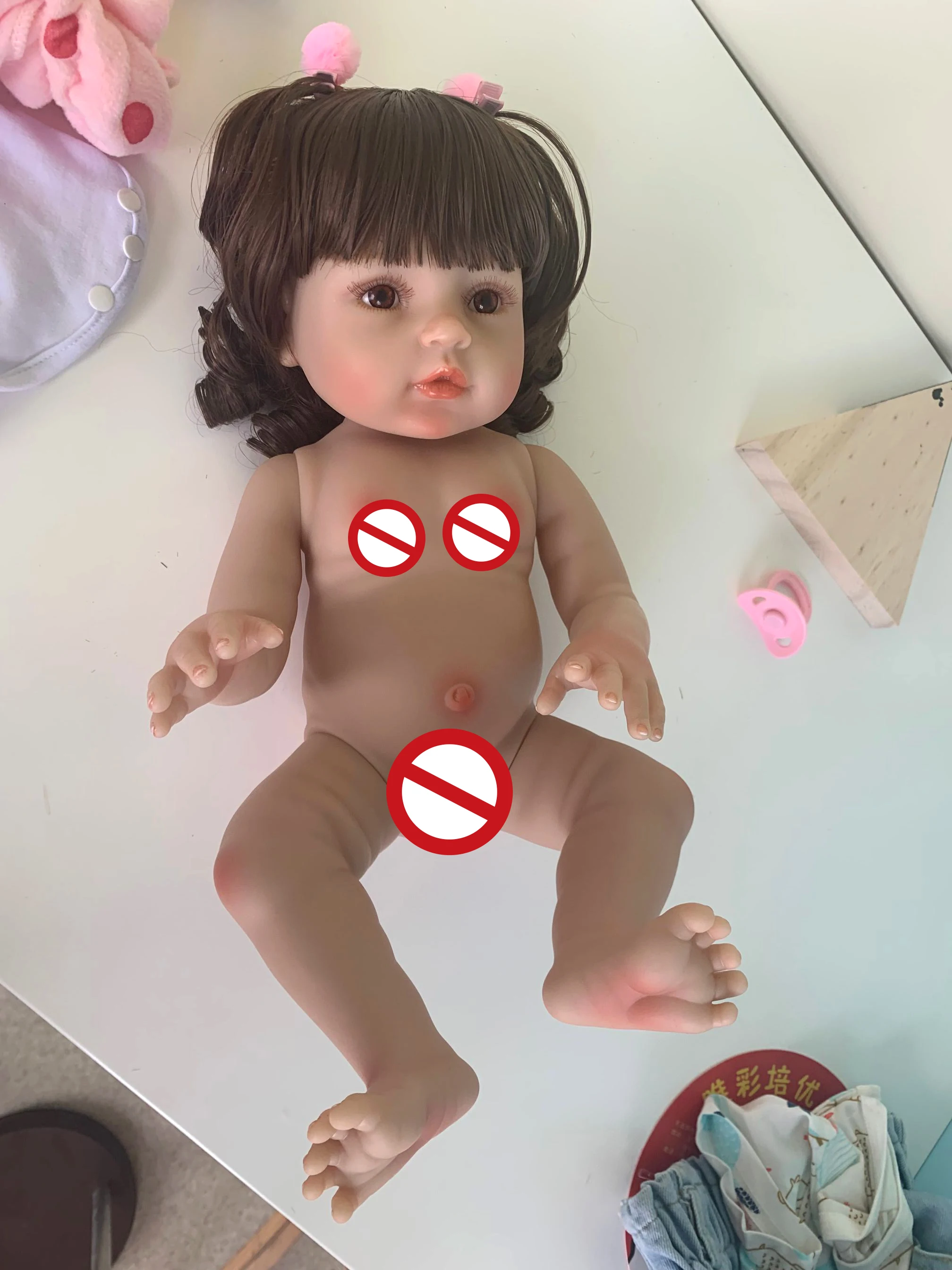 NPK 48 см Популярная очень мягкая гибкая силиконовая кукла bebe для новорожденных, для девочек в розовом кроличьем Платье милое лицо милый ребенок