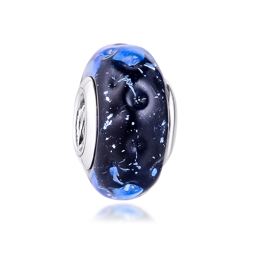 QANDOCCI волнистое темно-синее муранское стекло подвеска Стерлинговое Серебро 925