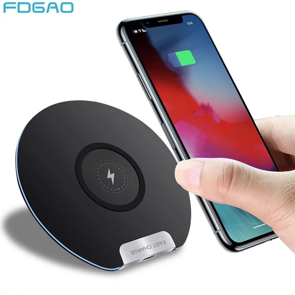 FDGAO 10 Вт Qi Беспроводное зарядное устройство для iPhone X/XS Max XR 8 Plus быстрая Беспроводная зарядка для samsung S8 S9 S10 Xiaomi huawei