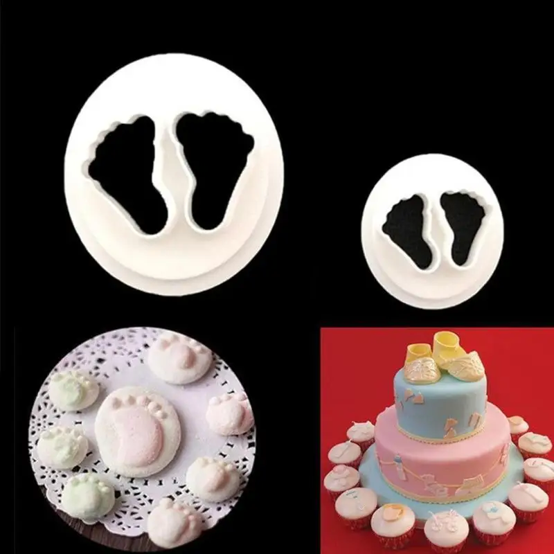 

2Pcs/Set New Cute Baby Feet Fondant Cake Mold Sugar Tool Baking Decorating Craft Bakeware Tool Convenient Tools DIY U4X1