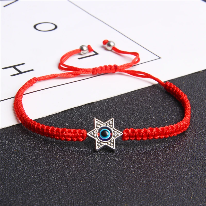Lucky Red String Турецкий Дурной глаз гексаграмма регулируемые браслеты с шармами