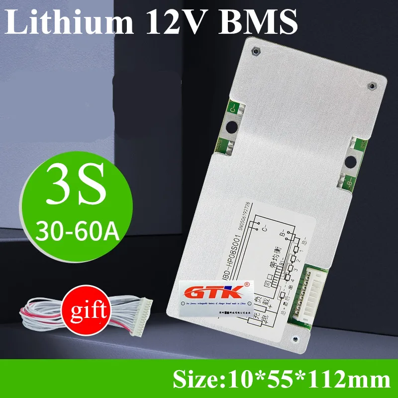 Защитная плата для литий ионных аккумуляторов 12 в li ion 3S BMS 60A 50A 40A 30A 11 1 V 6 v с