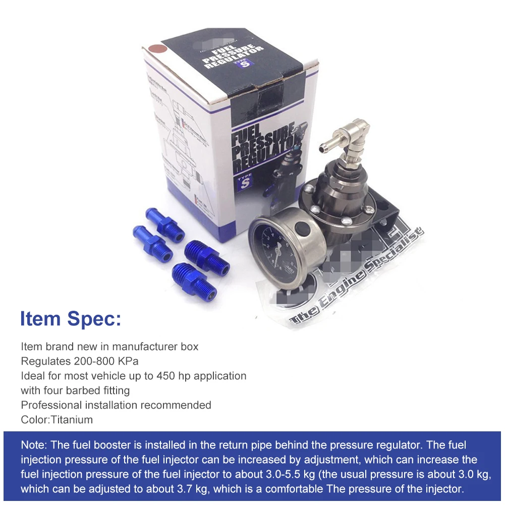 

Universal Adjustable Fuel Pressure Regulator with Original Gauge and Instructions Car Accessories Wholesale Quick Delivery