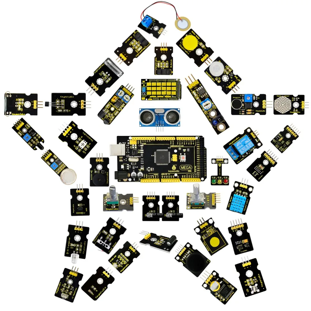 Новинка! Keyestudio датчик стартовый комплект V2.0 37 в 1 коробка с(плата Mega 2560) для Arduino комплект