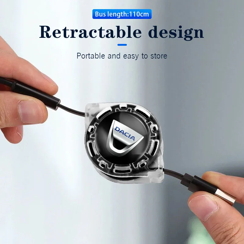 USB Type C 3in1 Ретрактируемый ликвидный силиконовый кабель быстрой зарядки и передачи данных для Dacia Sandero Stepway Dokker Logan 1 2 MCV Spring Duster on.