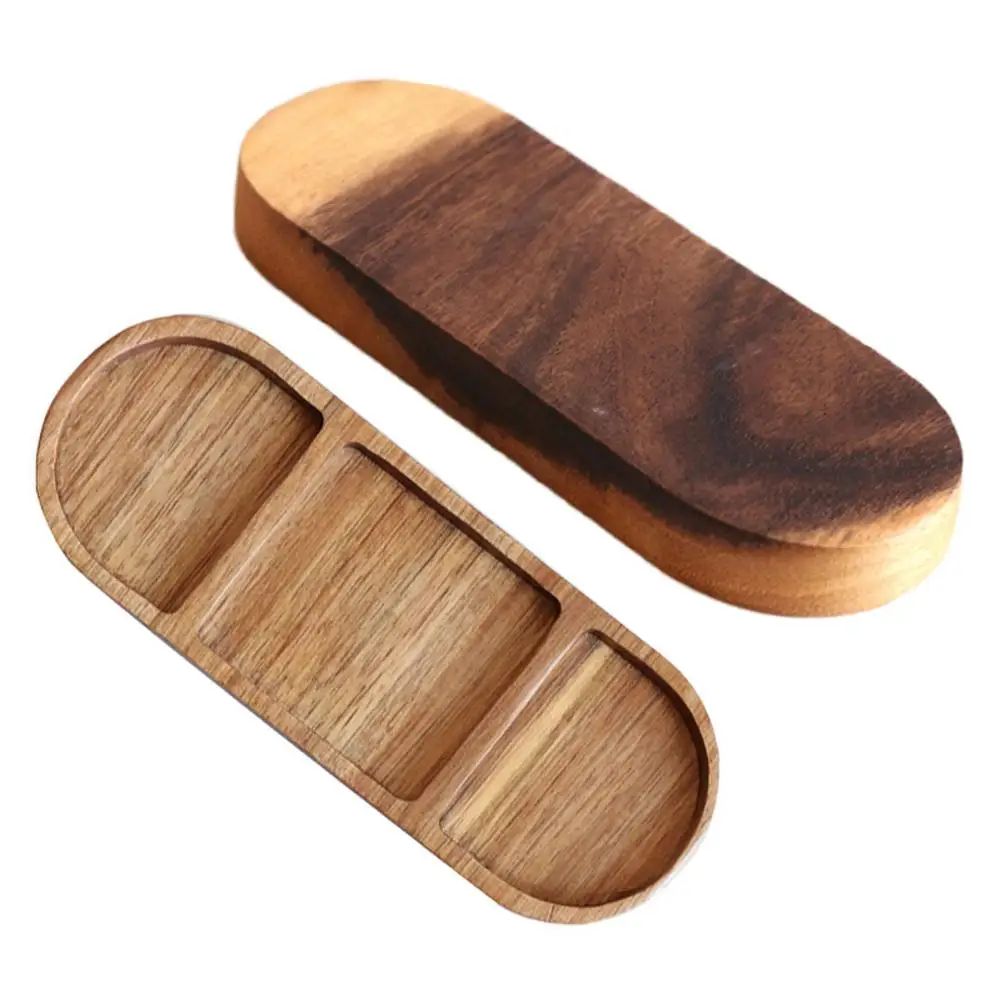 Винтажная деревянная сковорода для соуса овальная форма Ретро поднос тарелка