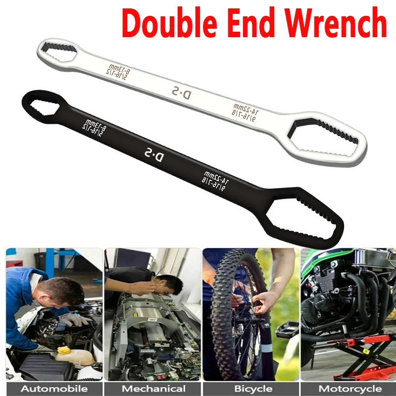 

Double-Head Key Multifunction Screw Nuts Wrenches Repair Hand Tools For Car Bicycle Ratchet Wrench Universal Spanner 8-22mm Tool