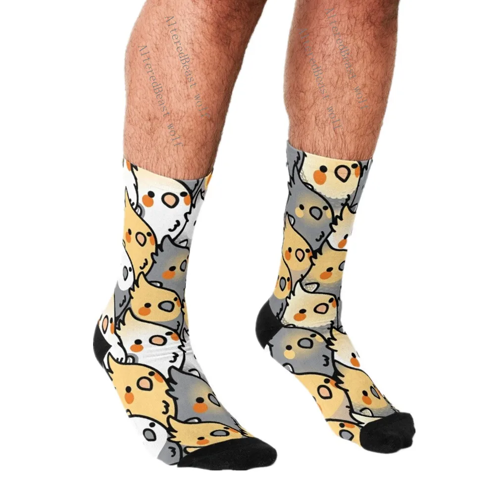 

Funny Socks Men harajuku Chubby Cockatiel Party Parrot Cartoon Printed Happy hip hop Novelty Skateboard Crew Casual Crazy Socks