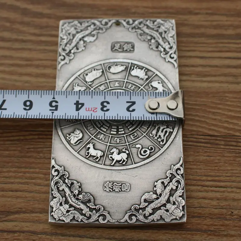 Китайский тибетский серебристый Bullion thanka Fengshui карп прыгает Статуя Дракона амулет