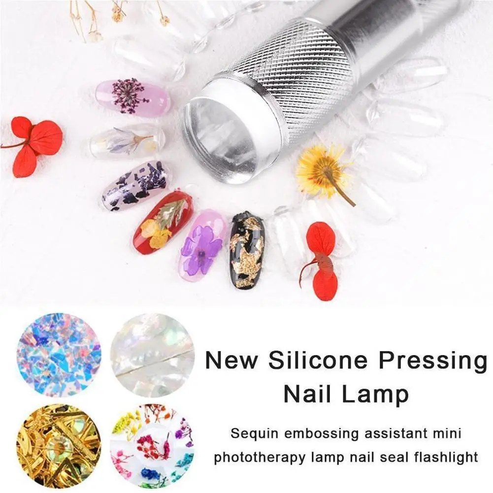 

Handheld Nail Art UV Press Light Portable Quickly Dry Embossed Flowers LED Beads Curing Nail Polish Gel Ice Varnish Lamp