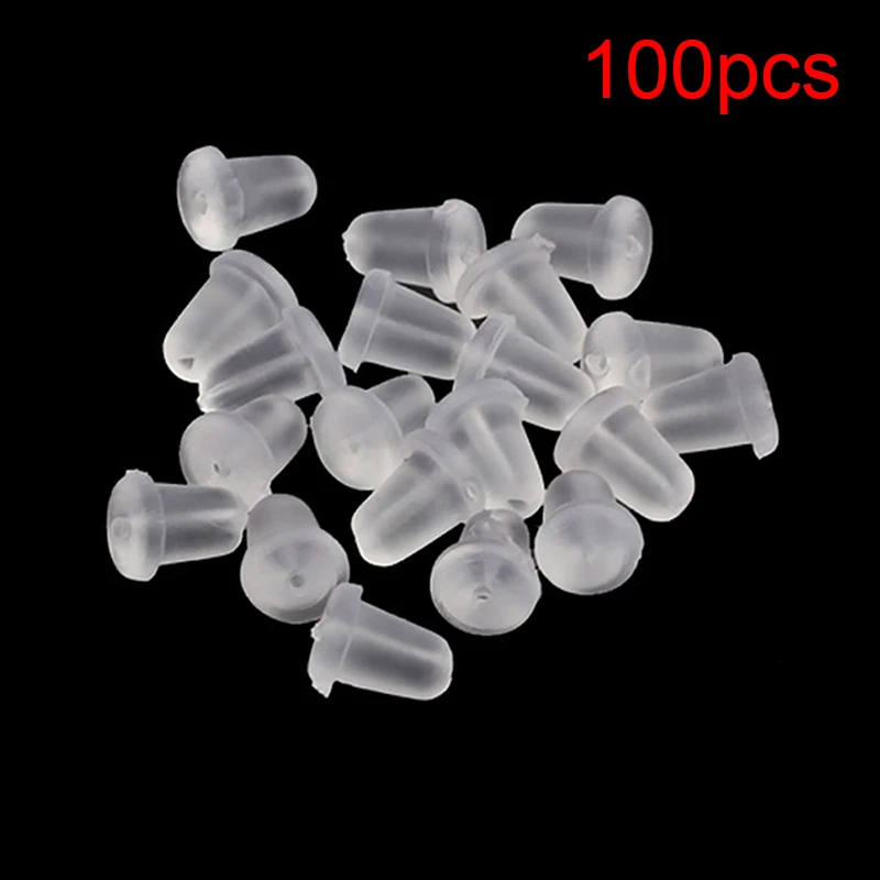 100pcs/lot Silicone Rubber Earring Backs Clasp Transparent Ear Nut Plugging Earrings DIY Parts Jewelry Accessories Materials | Красота и