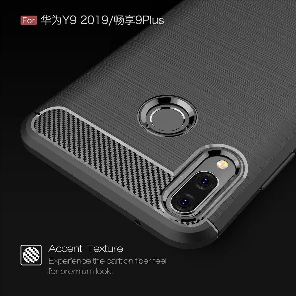 Силиконовый чехол для Huawei Y6 2019 Y5 Y7 2018 Y9 Prime из углеродного волокна ТПУ |