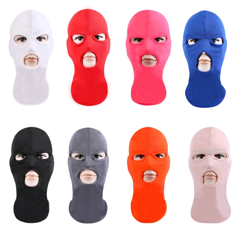 Полнолицевая маска 3 отверстия Балаклава вязаная шапка зима стрейч Снежная