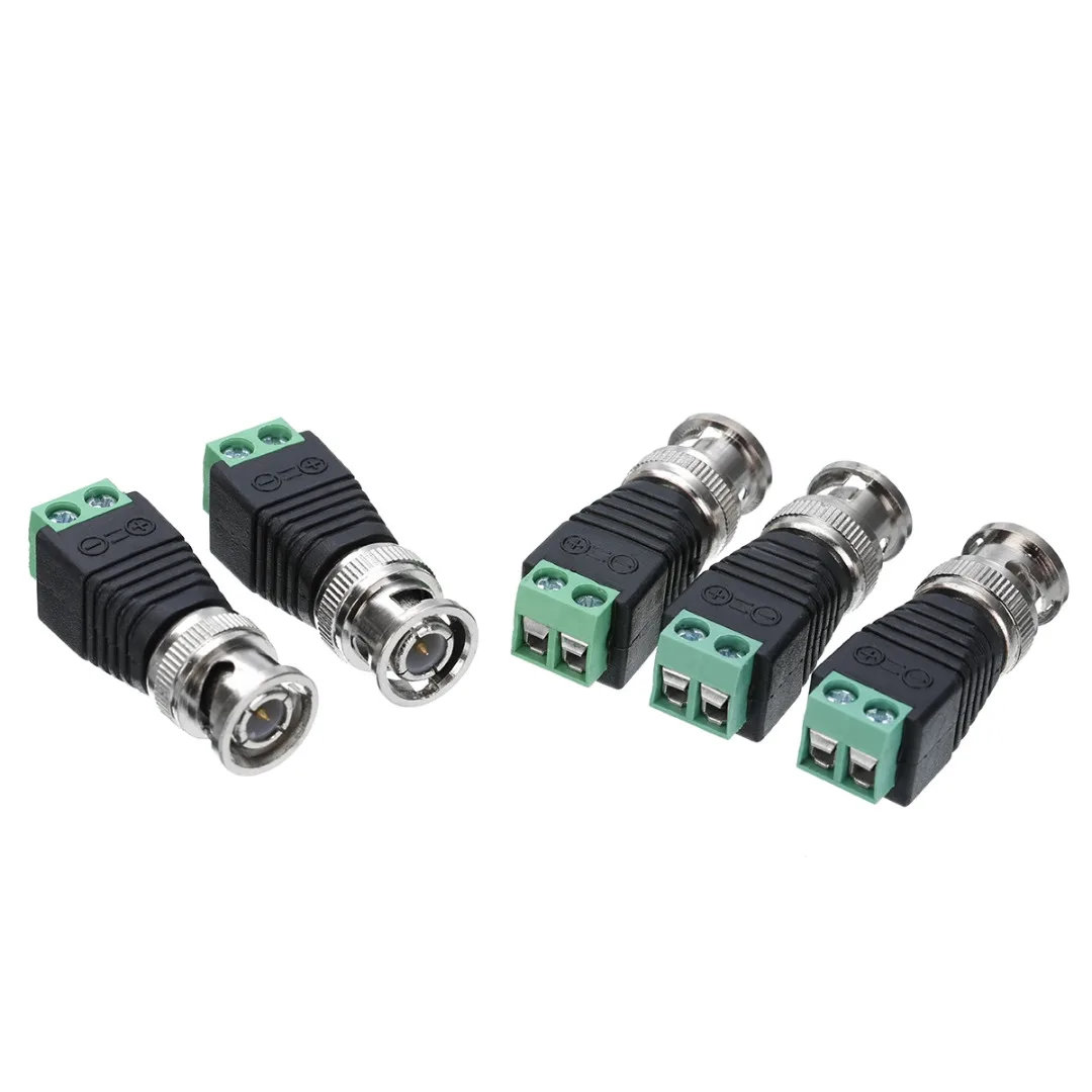Mayitr 10 шт. BNC кабель зеленый мужской Коаксиальный CAT5 коаксиальный BNC камера с коннектором CCTV видео балун 4x1,2 см