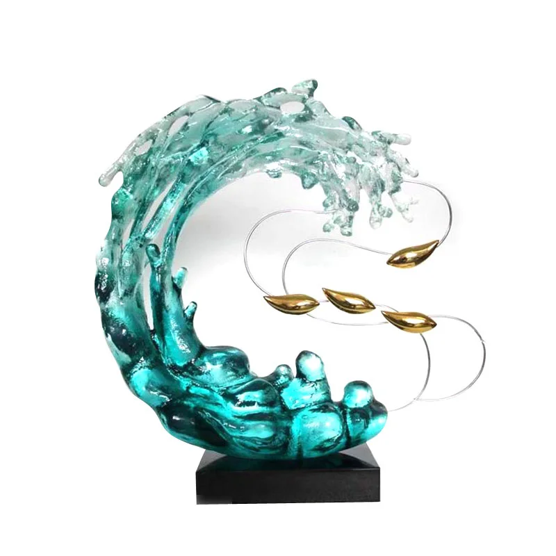 Art Decorative Water Like Resin Craft Abstract Sculpture Home Hotel Decoration Standing Sculptures