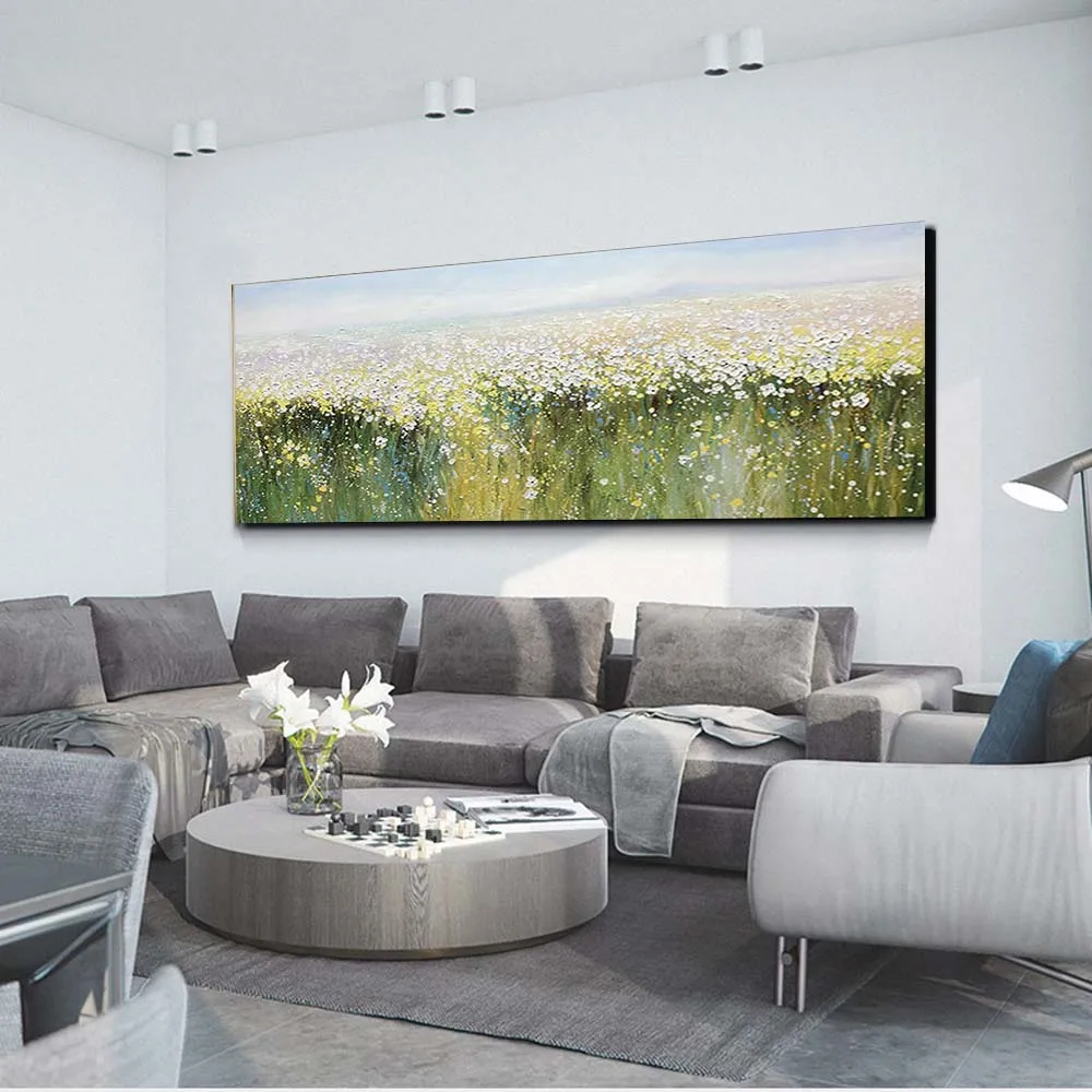 

Hand Painted Modern Impasto Abstract Flower Landscape Wall Picture Oil Painting Canvas Art Living Room Home Decor Drop Shipping