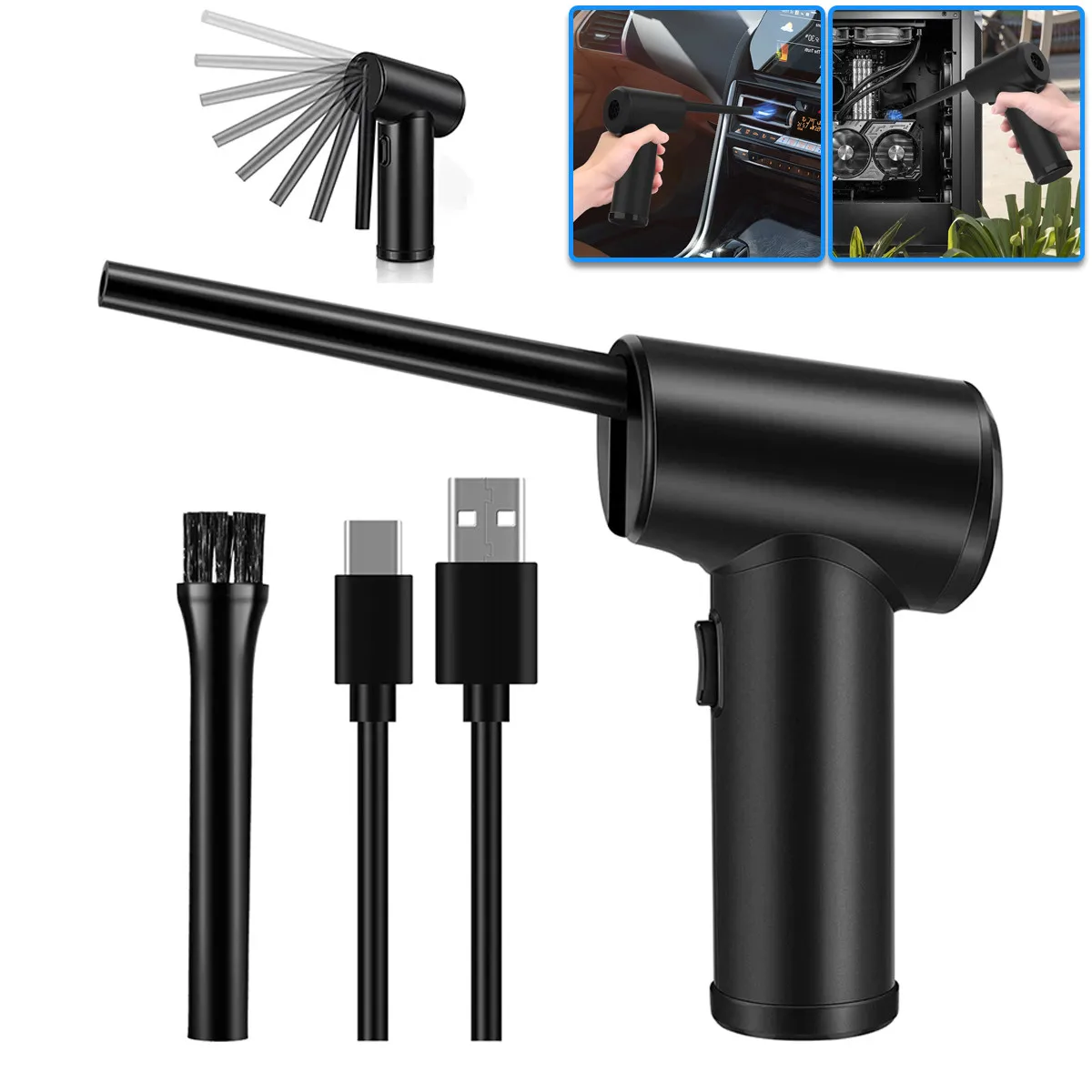 

45W 50000RPM Vacuum Pump Electric Cordless Compressed Air Duster Blower 90 Adjustment for Car Home Keyboard Air-conditioned Pet