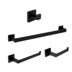 Набор аксессуаров для ванной из нержавеющей стали премиум-класса, 4 предмета, настенный держатель для полотенец, черный крючок для халата