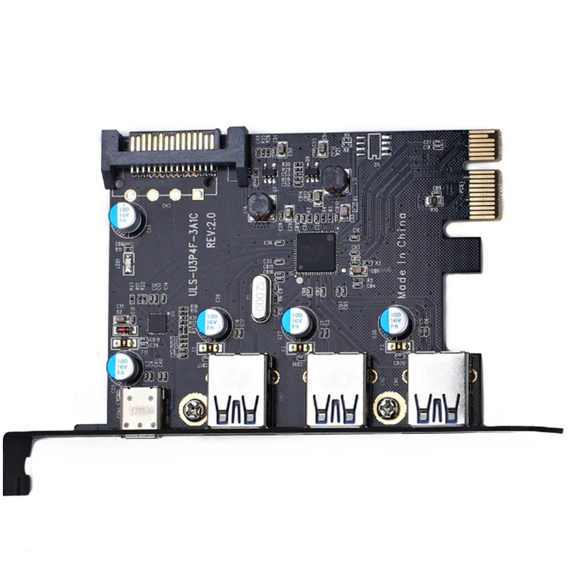 Высокоскоростная 4 порта s PCI-E Плата расширения 3xusb 3 0/адаптер Type-C с 15-контактным