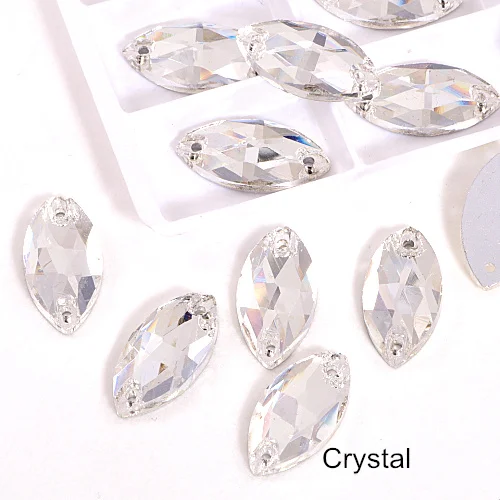 Crystal Многие Цвета лошадиный глаз пришить стразы маркиза, головастой формы лист с украшением в виде кристаллов Стекло пришить стразы свадебное платье Y1651 - Цвет: Crystal